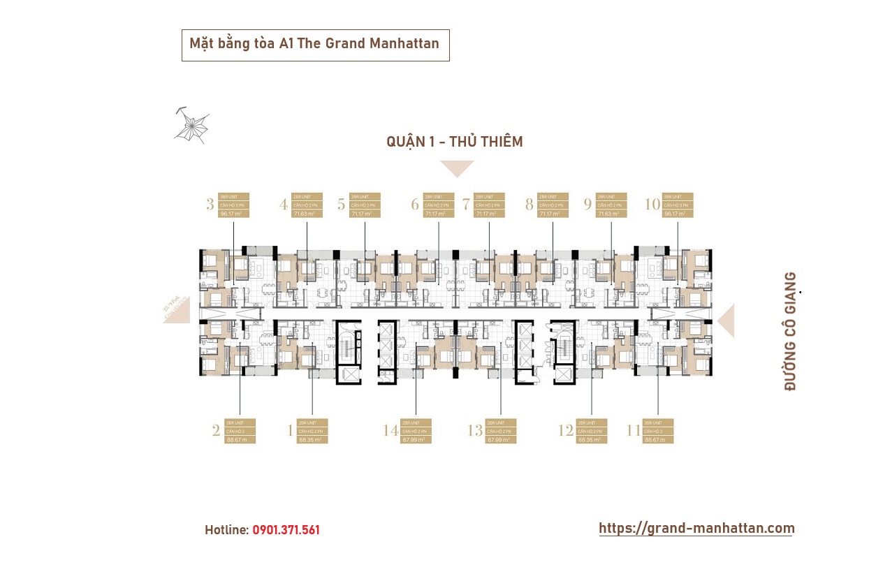 Mặt bằng Tòa Tháp A1 The Grand Manhattan